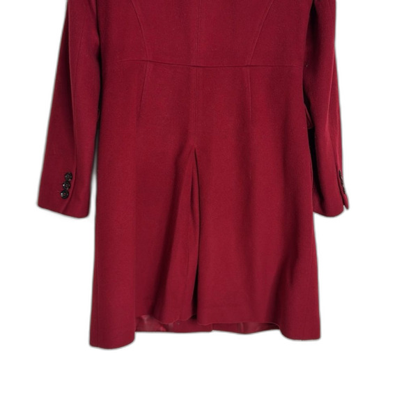 Talbots ladies maroon button up wool cashmere trench pea Coat size 8 - Picture 11 of 11